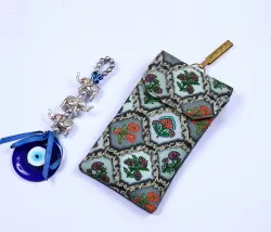 Mobile phone pouch with waist clip in cotton fabric